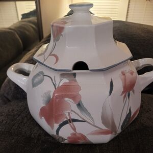 Vintage Mikasa Silk Flowers Tureen with Lid 4.25" F3003